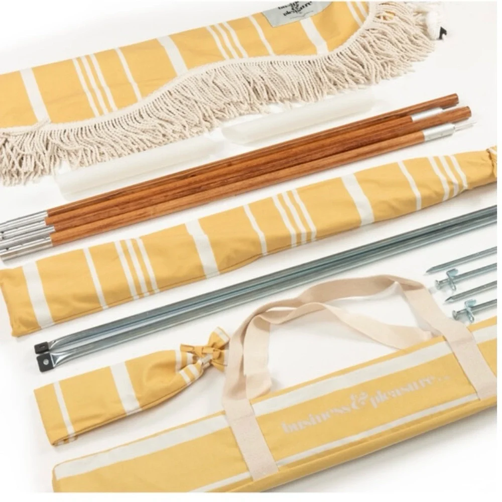 Business & pleasure co. Yellow striped antique beach canopy tent - Picture 3 of 4